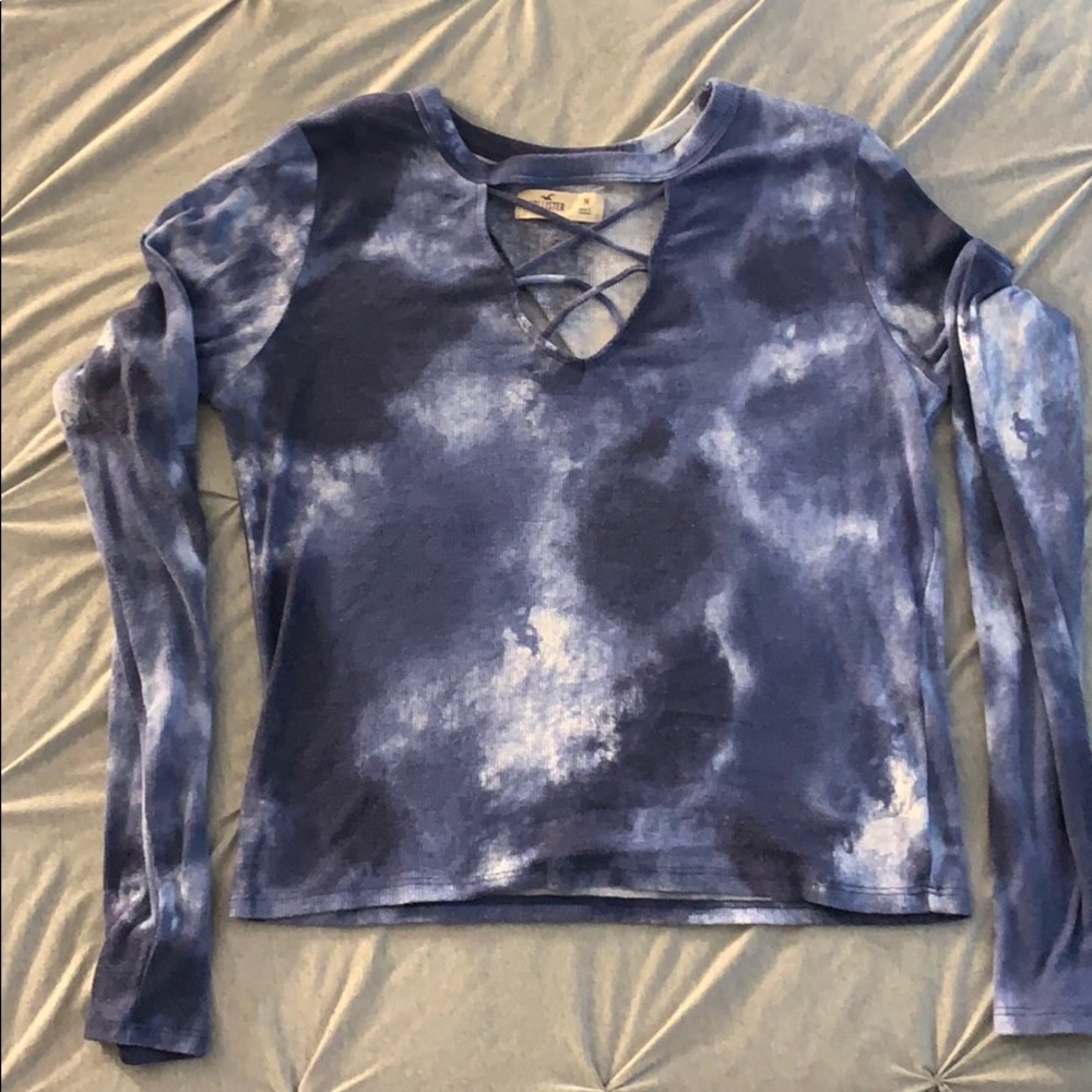 Blue tie dye Hollister long sleeve shirt